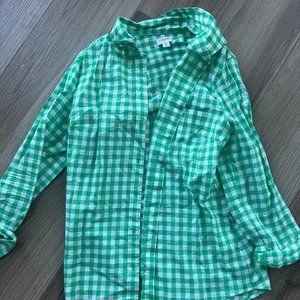 Green Gingham J Crew Button Down